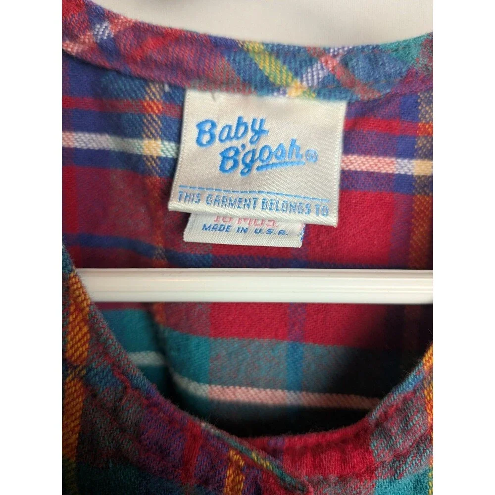 Vintage OshKosh Girls Pink Blue Plaid Overall Dress 18 Months Sleeveless Cotton